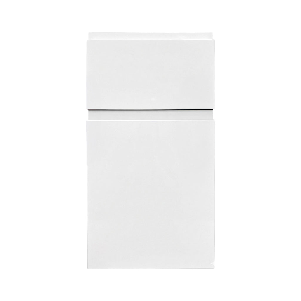 Blanco FP door style — high gloss, finger pull profile, Euro Master Cabinet
